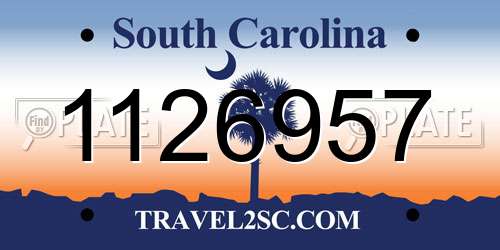 1126957 South Carolina License Plate