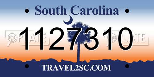 1127310 South Carolina License Plate