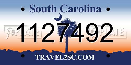1127492 South Carolina License Plate