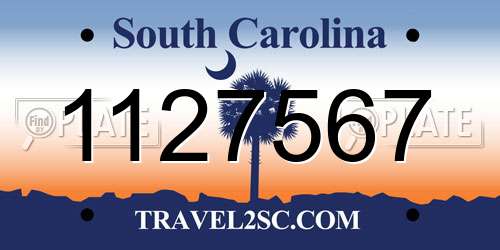1127567 South Carolina License Plate
