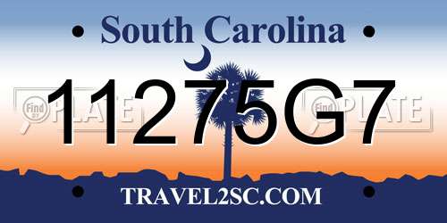 11275G7 South Carolina License Plate