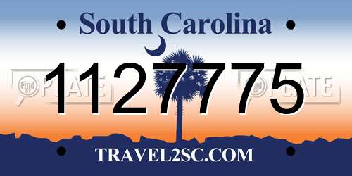 1127775 South Carolina License Plate
