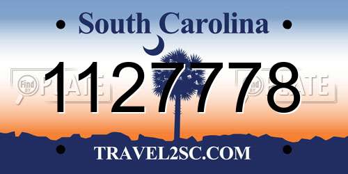 1127778 South Carolina License Plate