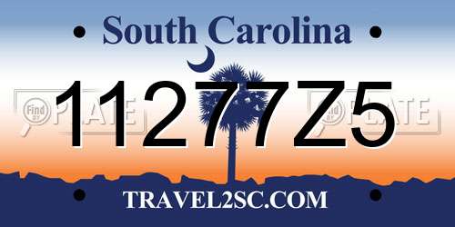 11277Z5 South Carolina License Plate