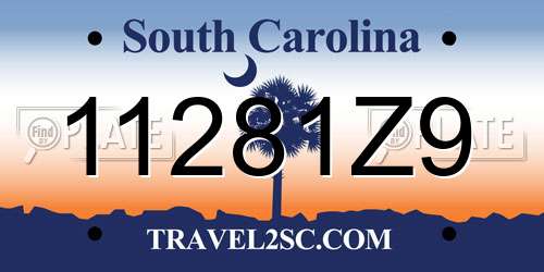 11281Z9 South Carolina License Plate