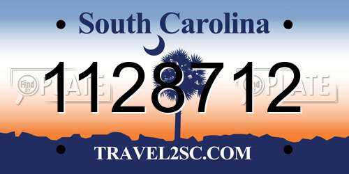 1128712 South Carolina License Plate
