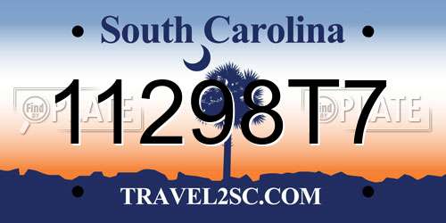11298T7 South Carolina License Plate