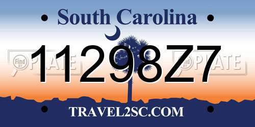 11298Z7 South Carolina License Plate