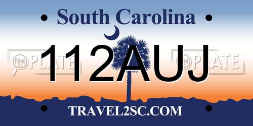 112AUJ South Carolina License Plate