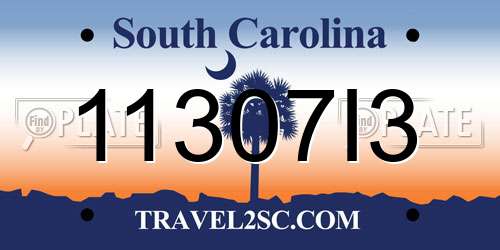 11307I3 South Carolina License Plate