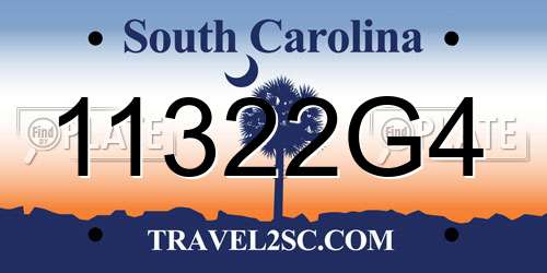 11322G4 South Carolina License Plate