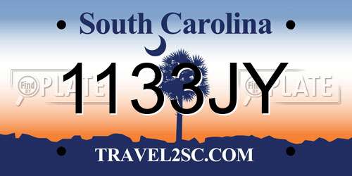 1133JY South Carolina License Plate