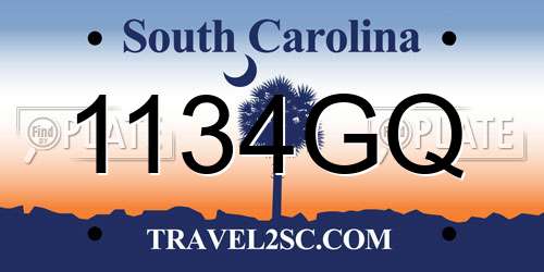 1134GQ South Carolina License Plate