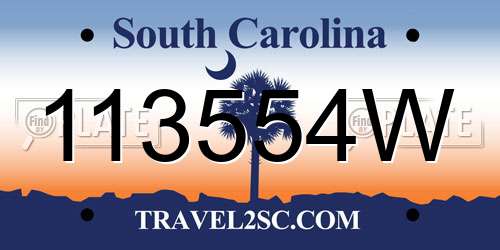 113554W South Carolina License Plate