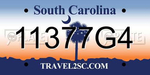 11377G4 South Carolina License Plate