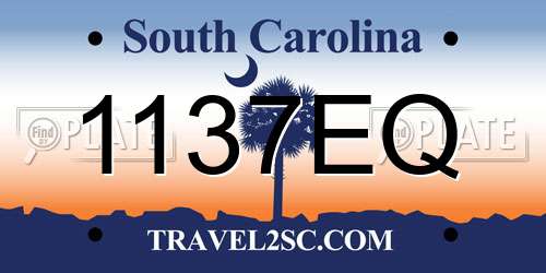 1137EQ South Carolina License Plate