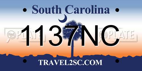 1137NC South Carolina License Plate