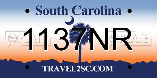 1137NR South Carolina License Plate