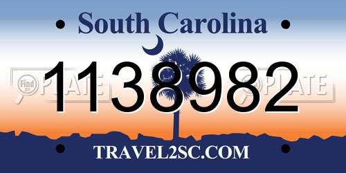 1138982 South Carolina License Plate