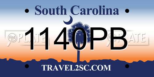 1140PB South Carolina License Plate