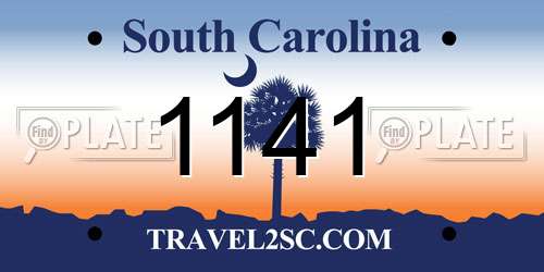 1141 South Carolina License Plate