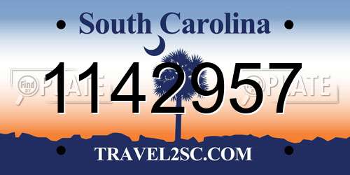 1142957 South Carolina License Plate