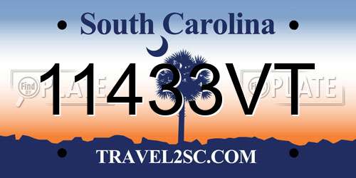11433VT South Carolina License Plate