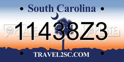 11438Z3 South Carolina License Plate