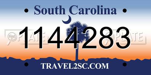 1144283 South Carolina License Plate