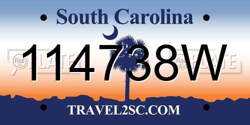 114738W South Carolina License Plate