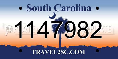 1147982 South Carolina License Plate