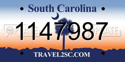 1147987 South Carolina License Plate