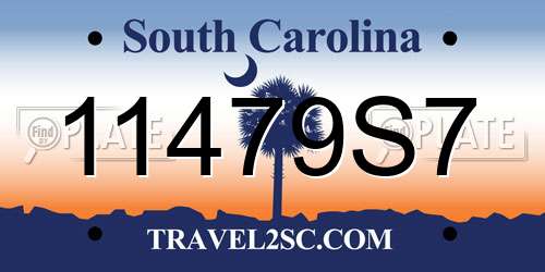 11479S7 South Carolina License Plate
