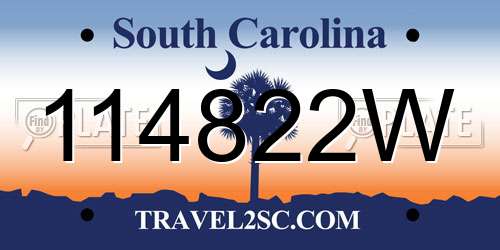 114822W South Carolina License Plate