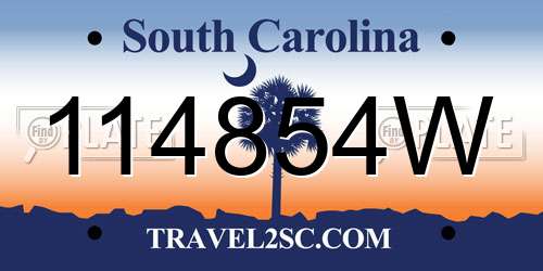 114854W South Carolina License Plate