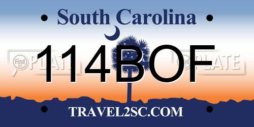 114BOF South Carolina License Plate
