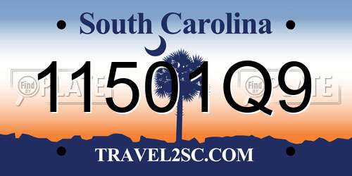11501Q9 South Carolina License Plate