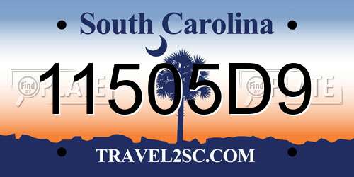 11505D9 South Carolina License Plate