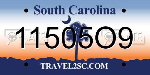 11505O9 South Carolina License Plate
