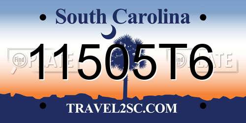 11505T6 South Carolina License Plate