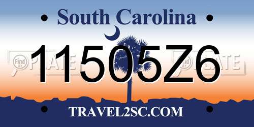 11505Z6 South Carolina License Plate