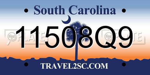 11508Q9 South Carolina License Plate