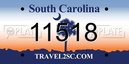 11518 South Carolina License Plate