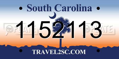1152113 South Carolina License Plate