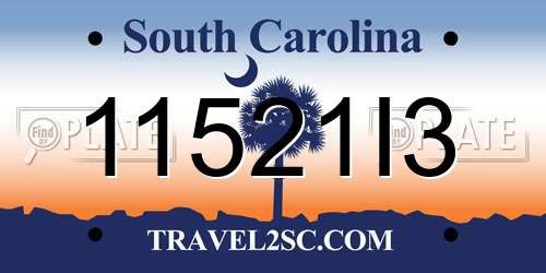 11521I3 South Carolina License Plate