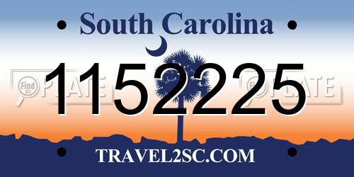 1152225 South Carolina License Plate