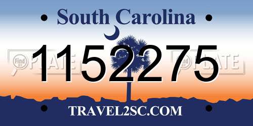 1152275 South Carolina License Plate