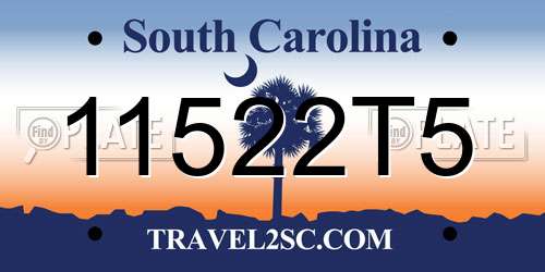 11522T5 South Carolina License Plate