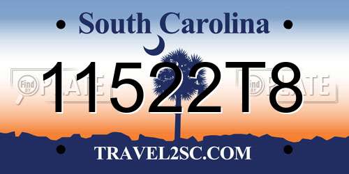 11522T8 South Carolina License Plate
