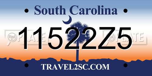 11522Z5 South Carolina License Plate